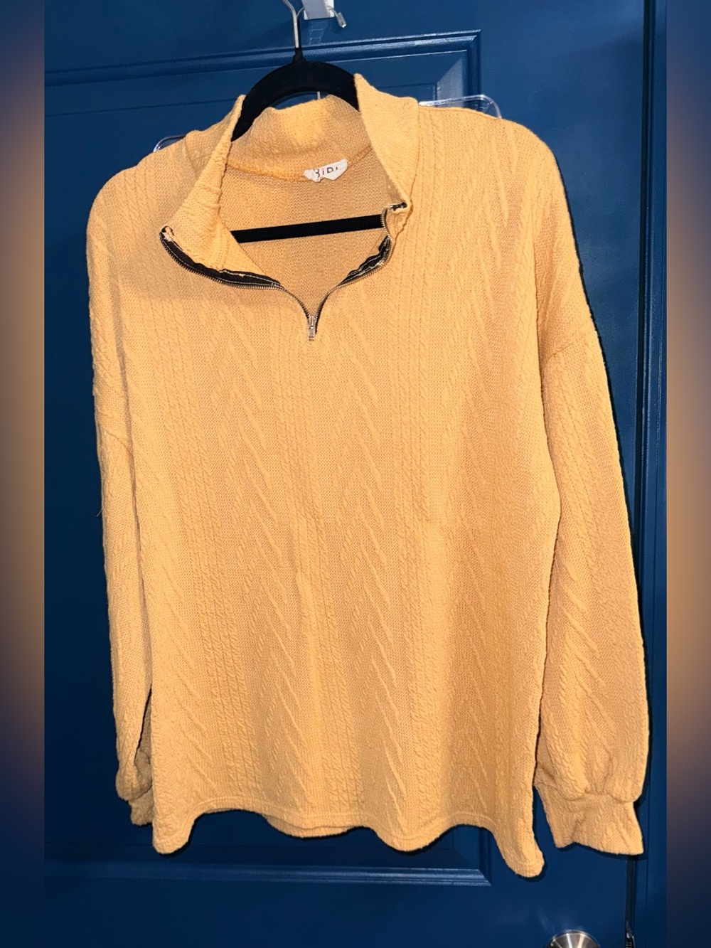 Bibi Women’s Quarter -Zip Sweater - Mustard Yellow, Size XL